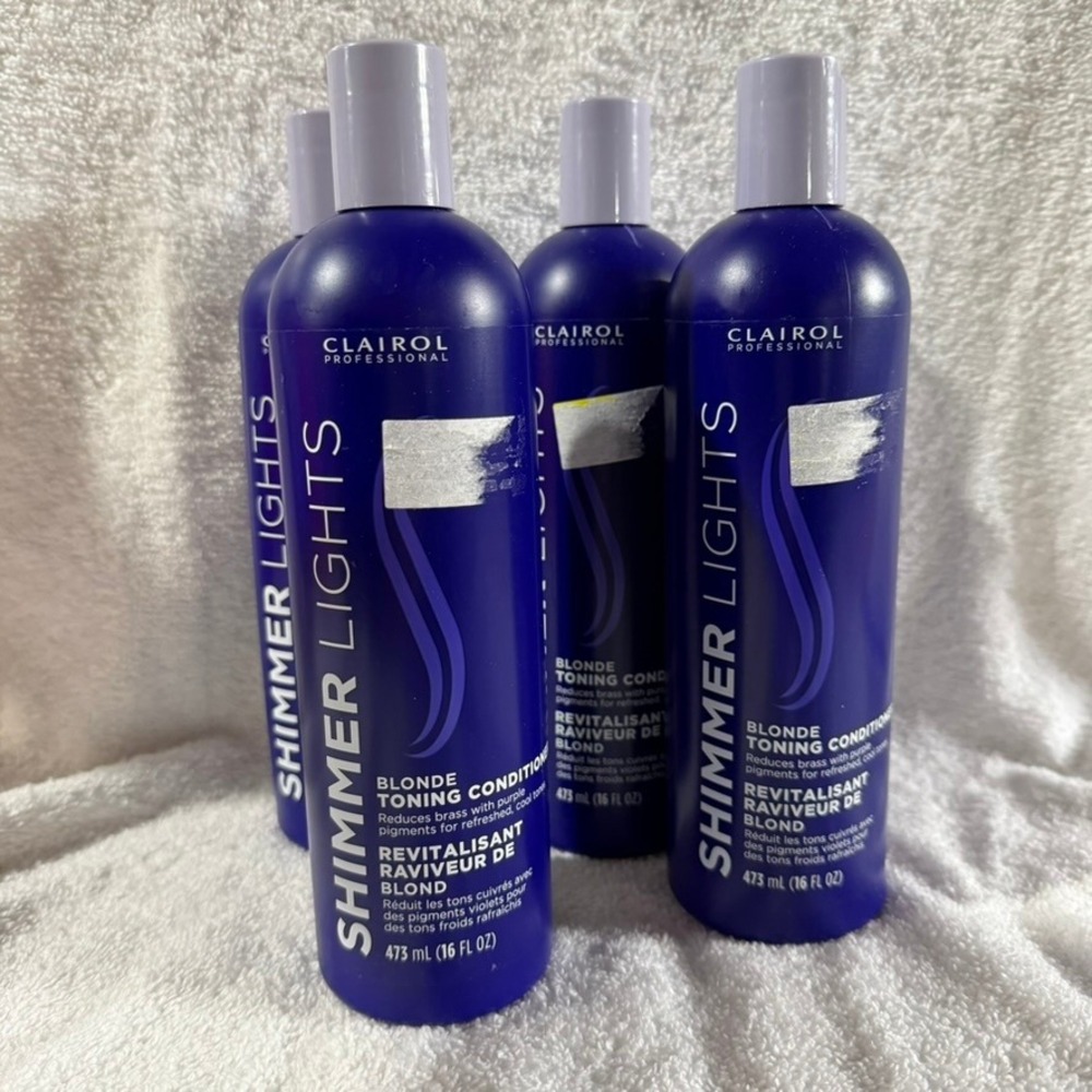 Lot of 4 Clairol Professional Shimmer Lights Blonde Toning Conditioner 16oz Each